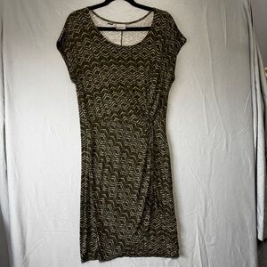 Vero Moda Womens Size Large Twist Front Midi Dress Sage Career Office Corpcore